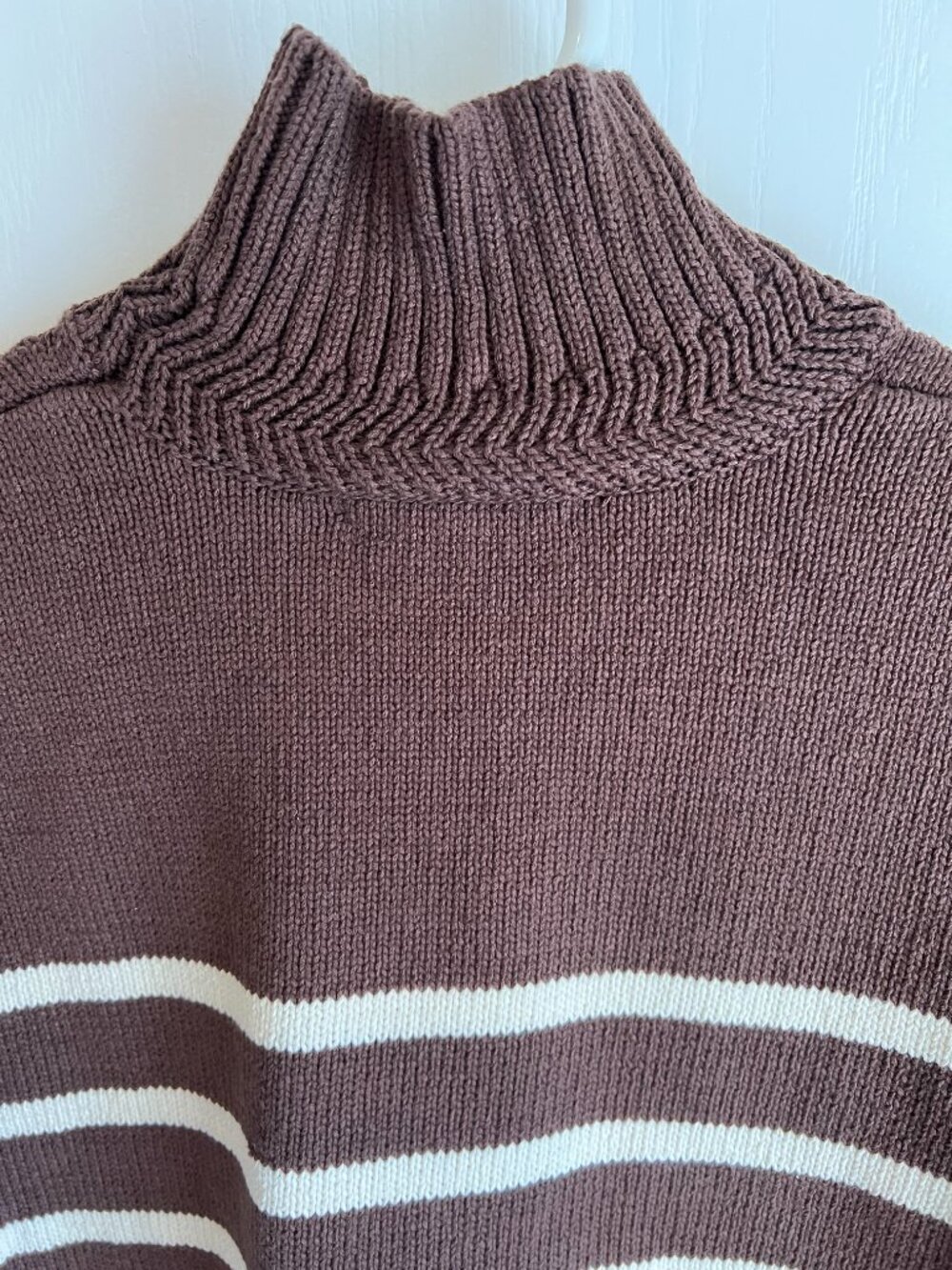 NWT VERONICA BEARD Lancetti Sweater Brown & Ivory Cotton Striped T-Neck Sz Small - Picture 6 of 12